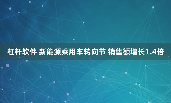 杠杆软件 新能源乘用车转向节 销售额增长1.4倍