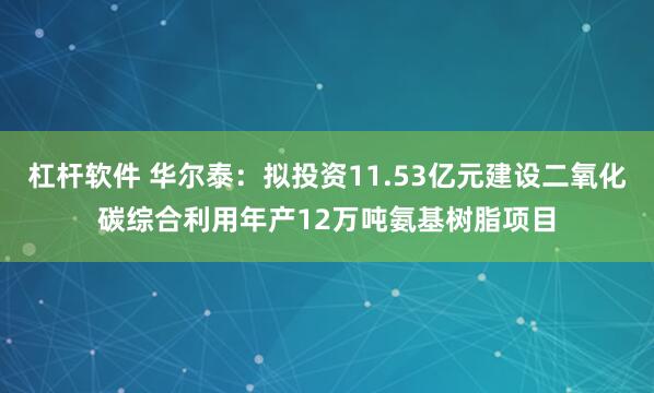杠杆软件 华尔泰：拟投资11.53亿元建设二氧化碳综合利用年产12万吨氨基树脂项目